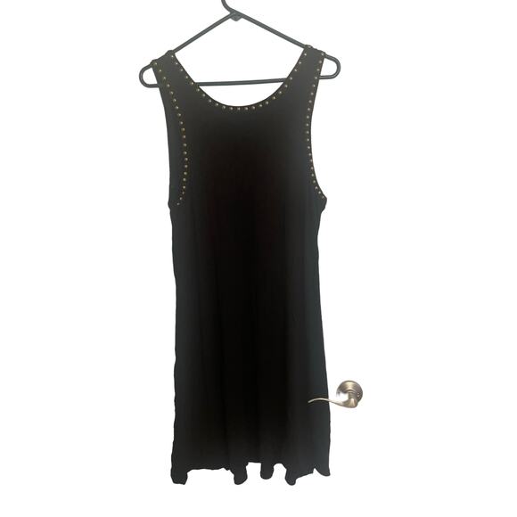 Premise Black Knit Flared Tank Dress w/Brass Studded Neckline/Armholes Sz PL A07 - Picture 1 of 3